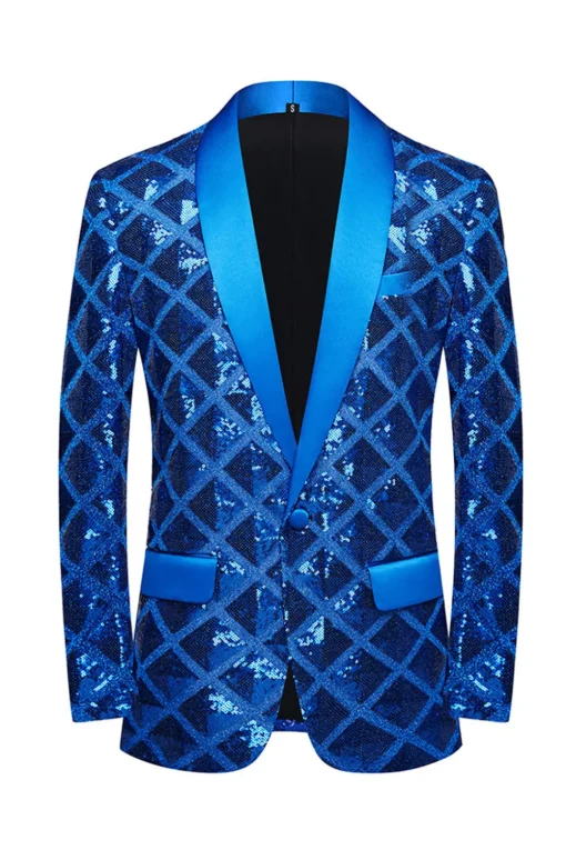 Shawl Lapel One Button Red Sequins Men's Prom Blazer