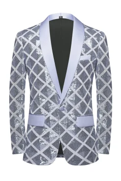 Shawl Lapel One Button Red Sequins Men's Prom Blazer
