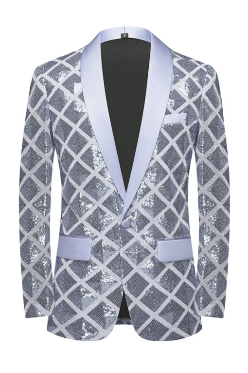 Shawl Lapel One Button Red Sequins Men's Prom Blazer
