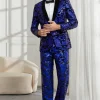 Shawl Lapel One Button Royal Blue Sequins Men's 2 Pieces Suits