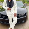 Shawl Lapel White Jacquard Men's Prom Suits
