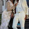 Shawl Lapel White Jacquard Men's Prom Suits
