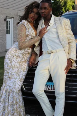 Shawl Lapel White Jacquard Men's Prom Suits