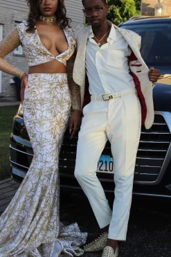 Shawl Lapel White Jacquard Men's Prom Suits