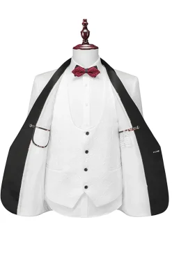 Shawl Lapel White Three-Piece Men's Suits