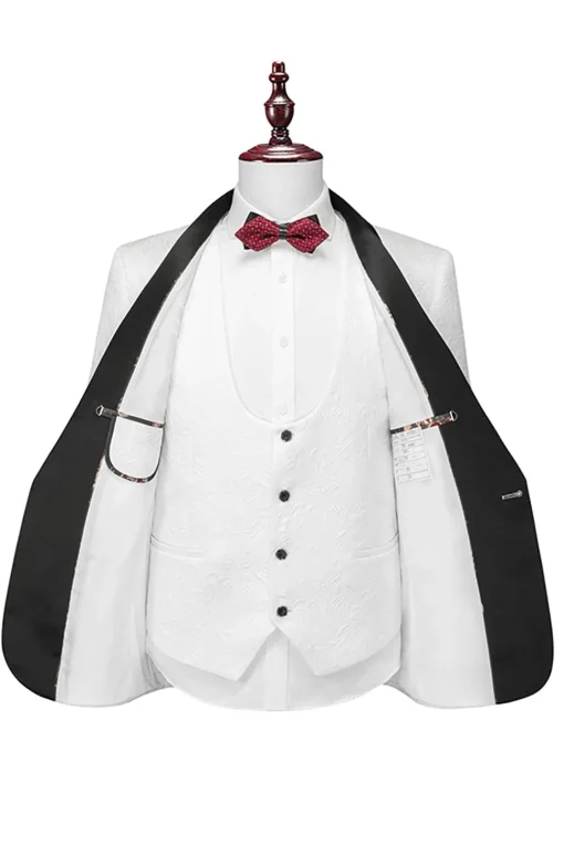Shawl Lapel White Three-Piece Men's Suits