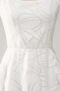 Sheath Spaghetti Straps Mini White Graduation Dress with Floral
