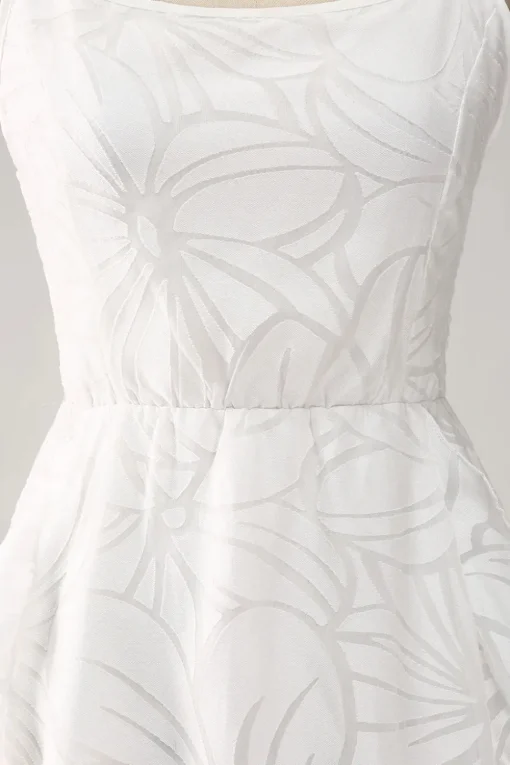 Sheath Spaghetti Straps Mini White Graduation Dress with Floral