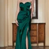 Sheath Sweetheart Dark Green Long Prom Dress with Split Front