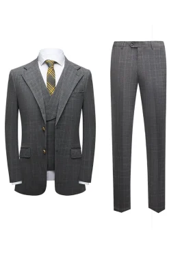 Silm Fit Notched Lapel Two Buttons Grey Men's Prom Suits