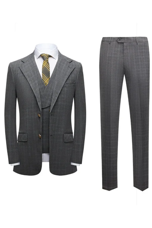 Silm Fit Notched Lapel Two Buttons Grey Men's Prom Suits