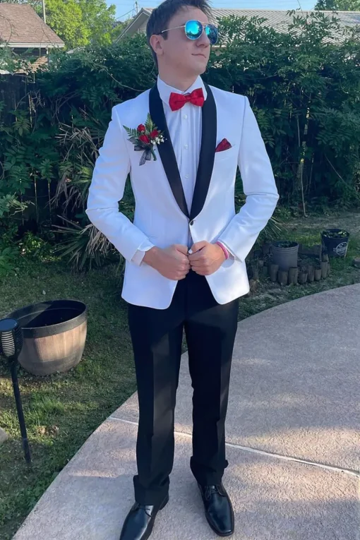 Silm Fit Shawl Lapel White Prom Suits for Men