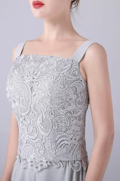 Silver Chiffon Pant and Lace Top Mother of The Bride Pant Suits
