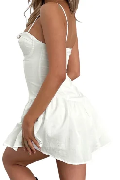 Simple A-Line Spaghetti Straps Mini White Graduation Dress