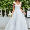 Simple Ivory Satin A-Line Wedding Dress