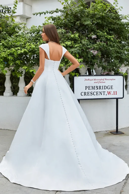 Simple Ivory Satin A-Line Wedding Dress