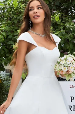 Simple Ivory Satin A-Line Wedding Dress