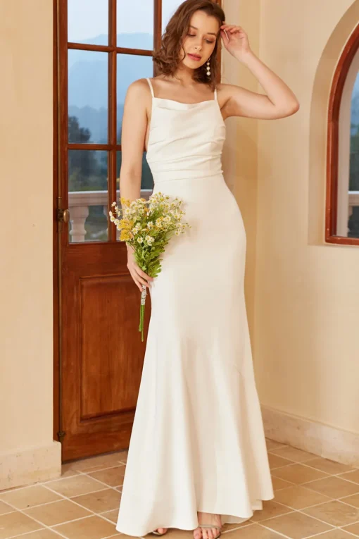 Simple Mermaid Boho Wedding Dress