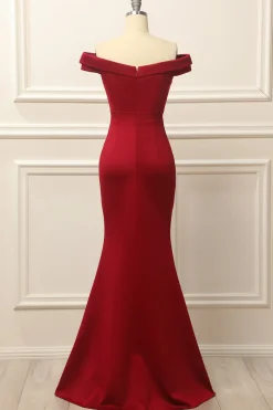Simple Mermaid Burgundy Long Prom Dress
