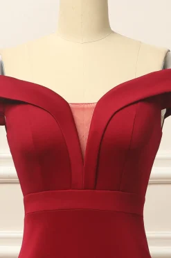 Simple Mermaid Burgundy Long Prom Dress