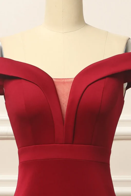 Simple Mermaid Burgundy Long Prom Dress