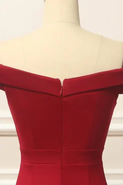Simple Mermaid Burgundy Long Prom Dress