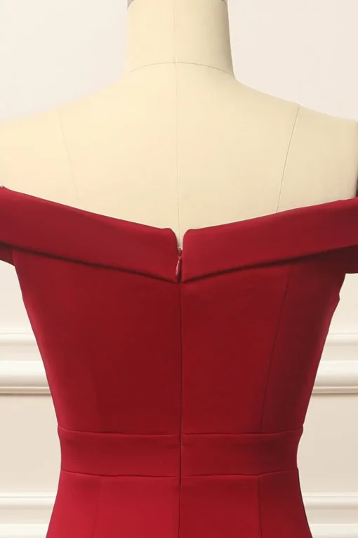 Simple Mermaid Burgundy Long Prom Dress