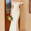 Simple Off the Shoulder Boho Wedding Dress