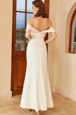 Simple Off the Shoulder Boho Wedding Dress