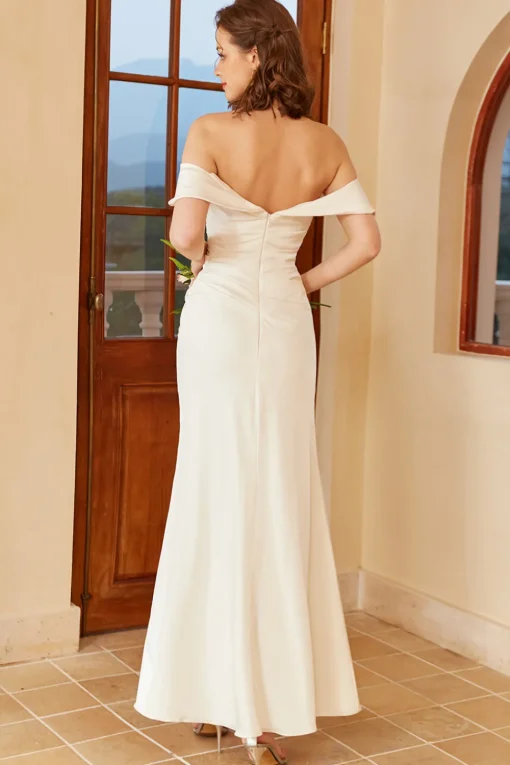 Simple Off the Shoulder Boho Wedding Dress