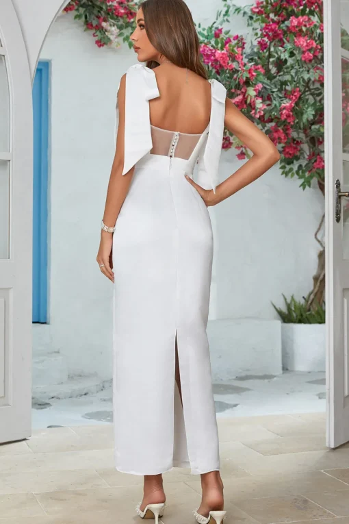 Simple Sheath Ivory Ankle-Length Wedding Dress