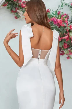 Simple Sheath Ivory Ankle-Length Wedding Dress