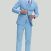 Sky Blue 3 Piece Notched Lapel Men's Modern Fit Suit