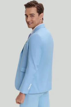 Sky Blue 3 Piece Notched Lapel Men's Modern Fit Suit