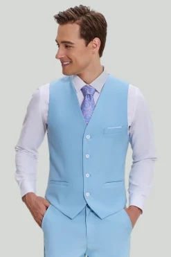 Sky Blue 3 Piece Notched Lapel Men's Modern Fit Suit