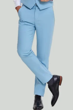 Sky Blue 3 Piece Notched Lapel Men's Modern Fit Suit