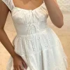 Sleeveless A Line White Graduation Dress