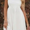 Spaghetti Straps A Line Mini White Graduation Dress