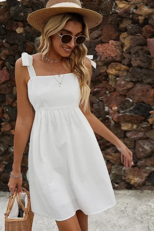 Spaghetti Straps A Line Mini White Graduation Dress