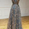 Spaghetti Straps A Line Prom Dress with Appliques