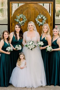 Spaghetti Straps A-Line Dark Green Chiffon Long Bridesmaid Dress