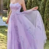 Spaghetti Straps A-Line Lavender Princess Prom Dress
