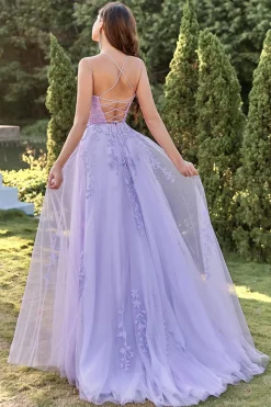 Spaghetti Straps A-Line Lavender Princess Prom Dress