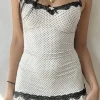 Spaghetti Straps Little White Graduation Dress with Polka Dots