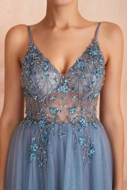 Spaghetti Straps Pink Long Prom Dress With Slit