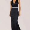 Sparkly Black Mermaid Wrap Beaded V Neck Long Formal Dress