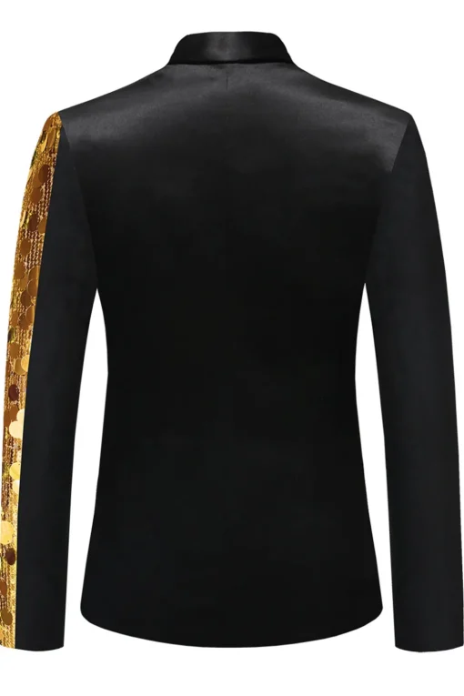 Sparkly Black Sequins Notched Lapel Men's Blazer