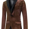 Sparkly Brown One Button Shawl Lapel Men's Blazer