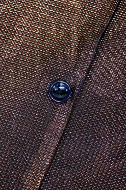 Sparkly Brown One Button Shawl Lapel Men's Blazer