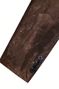 Sparkly Brown One Button Shawl Lapel Men's Blazer